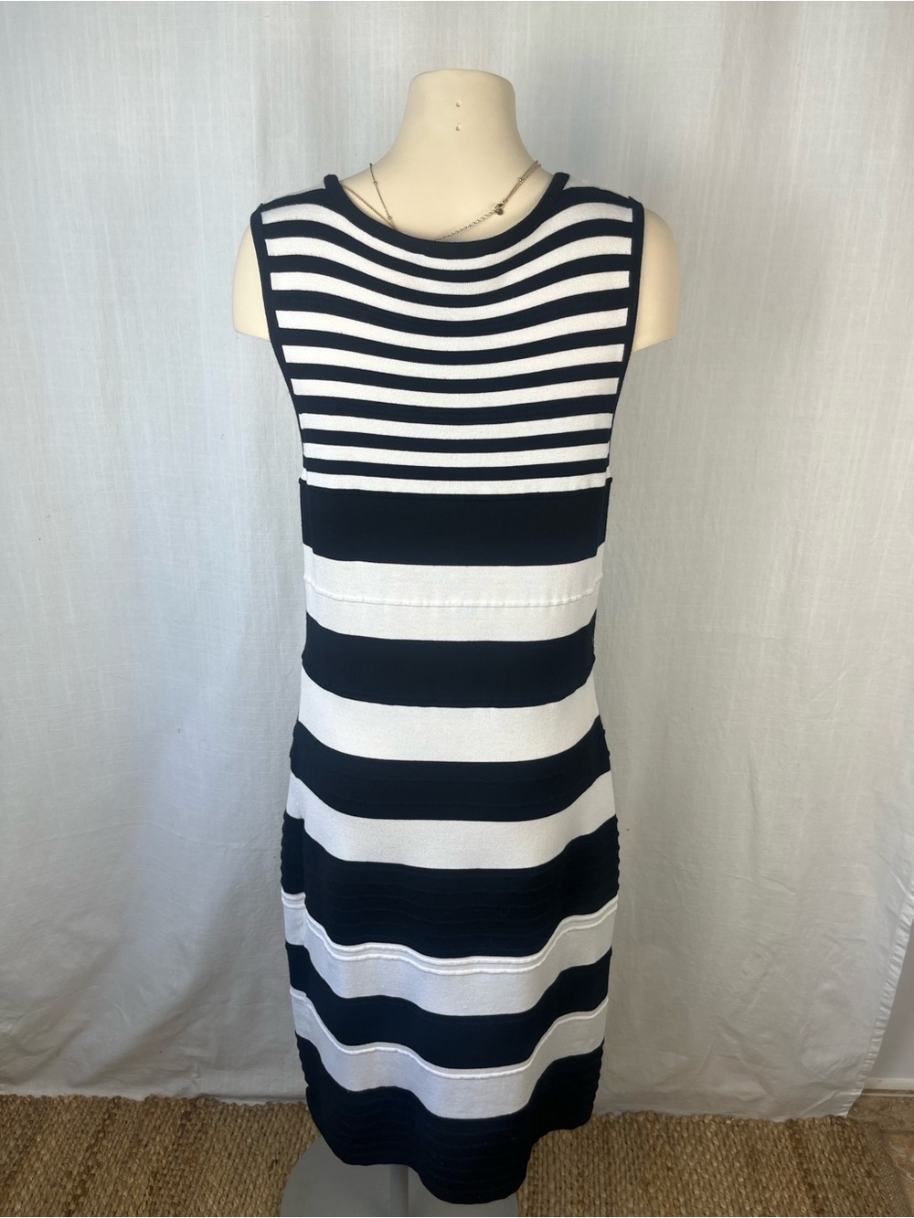 Sleeveless Black and White Striped Maxi Dress - Picture 2 of 3